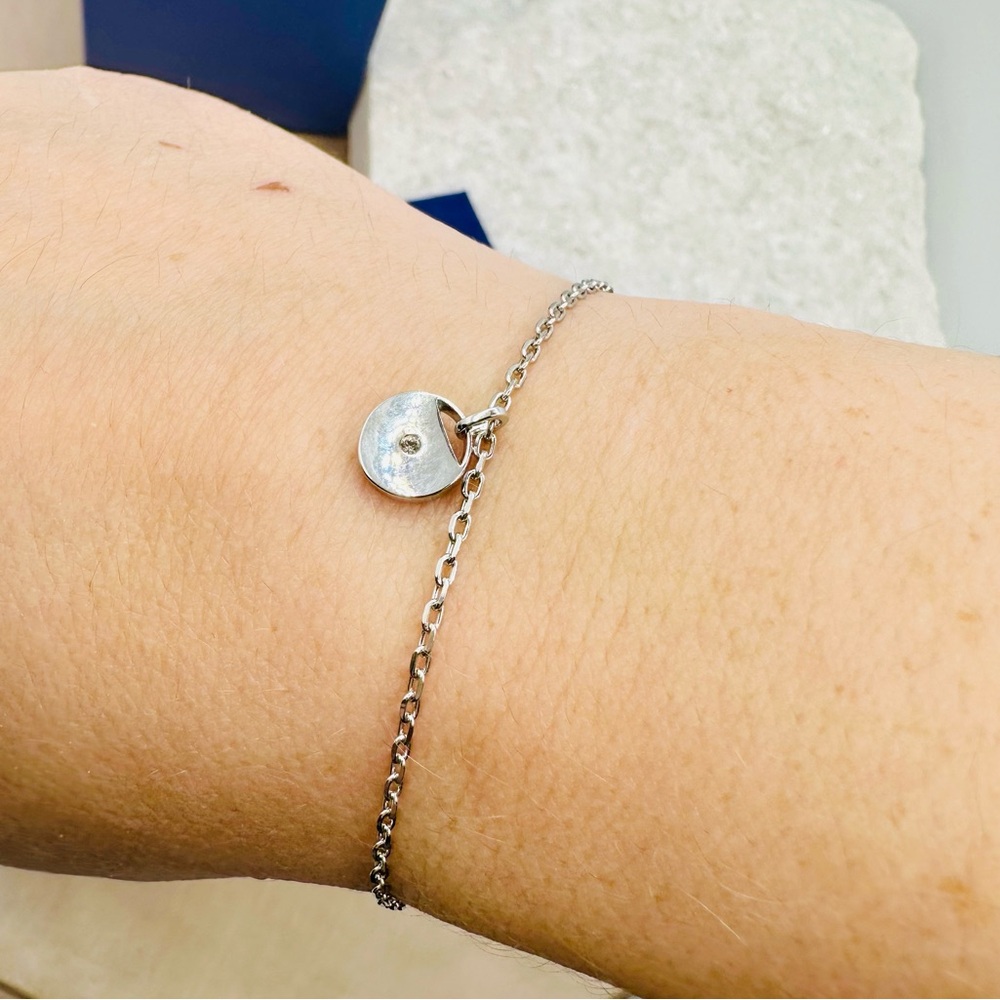 NEW! Swarovski Minimalist Rhodium-Plated Ginger Disc Chain - Picture 7 of 16